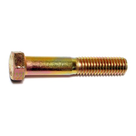 Midwest Fastener Grade 8, 7/16"-14 Hex Head Cap Screw, Zinc Yellow Steel, 2-1/2 in L, 25 PK 00714